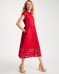Chico's For Sale Cherry Lush Lace Trim Midi Shirtdress