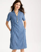 Chico's Discount Palm Isle Indigo Soft-Stretch Hemp Denim Shirtdress