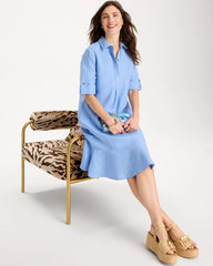 Chico's Sale Blue Veil Linen Flounce Dress
