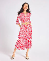 Chico's On Sale Cherry Lush Printed Midi Shirt Dress