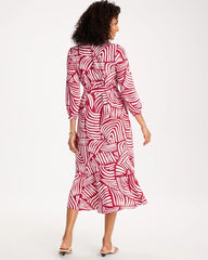Chico's On Sale Cherry Lush Printed Midi Shirt Dress