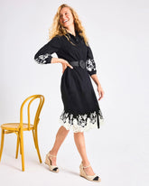 Chico's For Sale Black Cotton Lace Trim Shirtdress