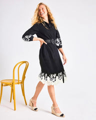 Chico's For Sale Black Cotton Lace Trim Shirtdress