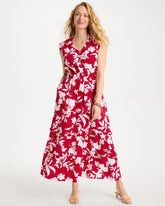Chico's Outlet Cherry Lush Smocked Floral Maxi Dress