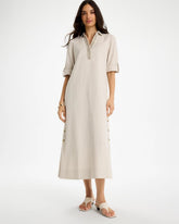 Chico's Outlet River Rock Embellished Linen Dress