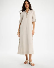 Chico's Outlet River Rock Embellished Linen Dress