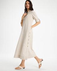 Chico's Outlet River Rock Embellished Linen Dress