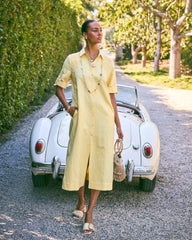 Chico's For Sale Golden Haze Embellished Linen-Cotton Shirtdress