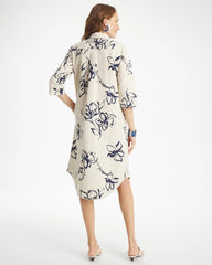 Chico's Online Passport Blue Printed Linen-Cotton Shirtdress