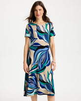 Chico's Sale Rich Cobalt Travelers™ Marble Flora Swing Dress