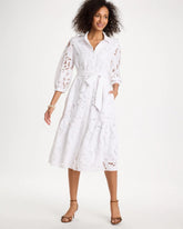 Chico's For Sale Alabaster Lace Cutout Belted Shirtdress