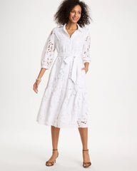 Chico's For Sale Alabaster Lace Cutout Belted Shirtdress