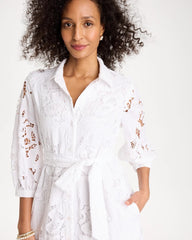 Chico's For Sale Alabaster Lace Cutout Belted Shirtdress