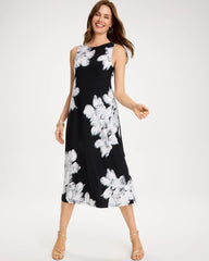 Chico's Discount Black Travelers™ Knit Abstract Floral Swing Dress