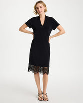 Chico's Outlet Travelers Black Travelers™ Lace Hem V-Neck Dress