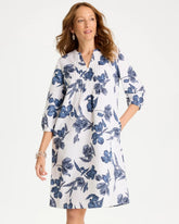 Chico's On Sale Alabaster Floral Linen-Cotton Pintuck Dress
