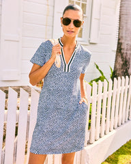 Chico's Sale Blue Muse Zenergy® UPF Crochet Contrast Trim Dress