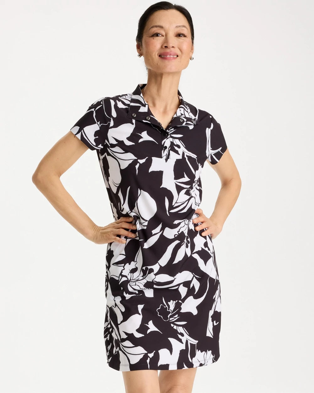 Chico's Outlet Black Zenergy® UPF Floral Nights Bungee Dress