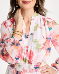 Chico's On Sale Calypso Coral Georgette Trapunto Pullover Dress