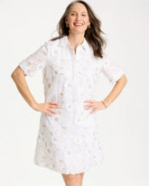 Chico's Outlet Alabaster 3D Floral Embroidered Dress