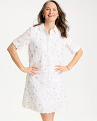 Chico's Outlet Alabaster 3D Floral Embroidered Dress