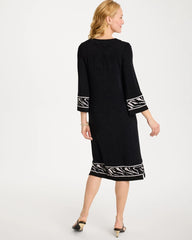Chico's Outlet Travelers Black Travelers™ Zebra Trim Kurta Dress
