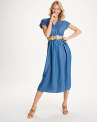 Chico's For Sale Indigo Denim Popover Midi Dress