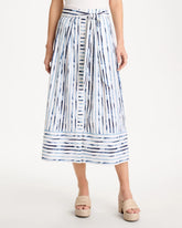 Chico's Sale Passport Blue Palermo Striped Tie-Front Skirt