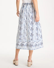 Chico's Sale Passport Blue Palermo Striped Tie-Front Skirt