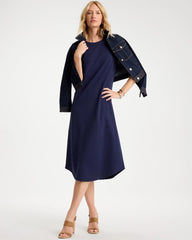 Chico's Outlet Passport Blue Soft-Stretch Cotton Slub Dress
