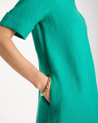 Chico's On Sale Topanga Green Linen Popover Dress