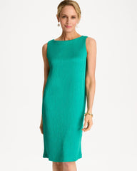 Chico's For Sale Topanga Green Travelers™ Crinkled Satin Tank Dress