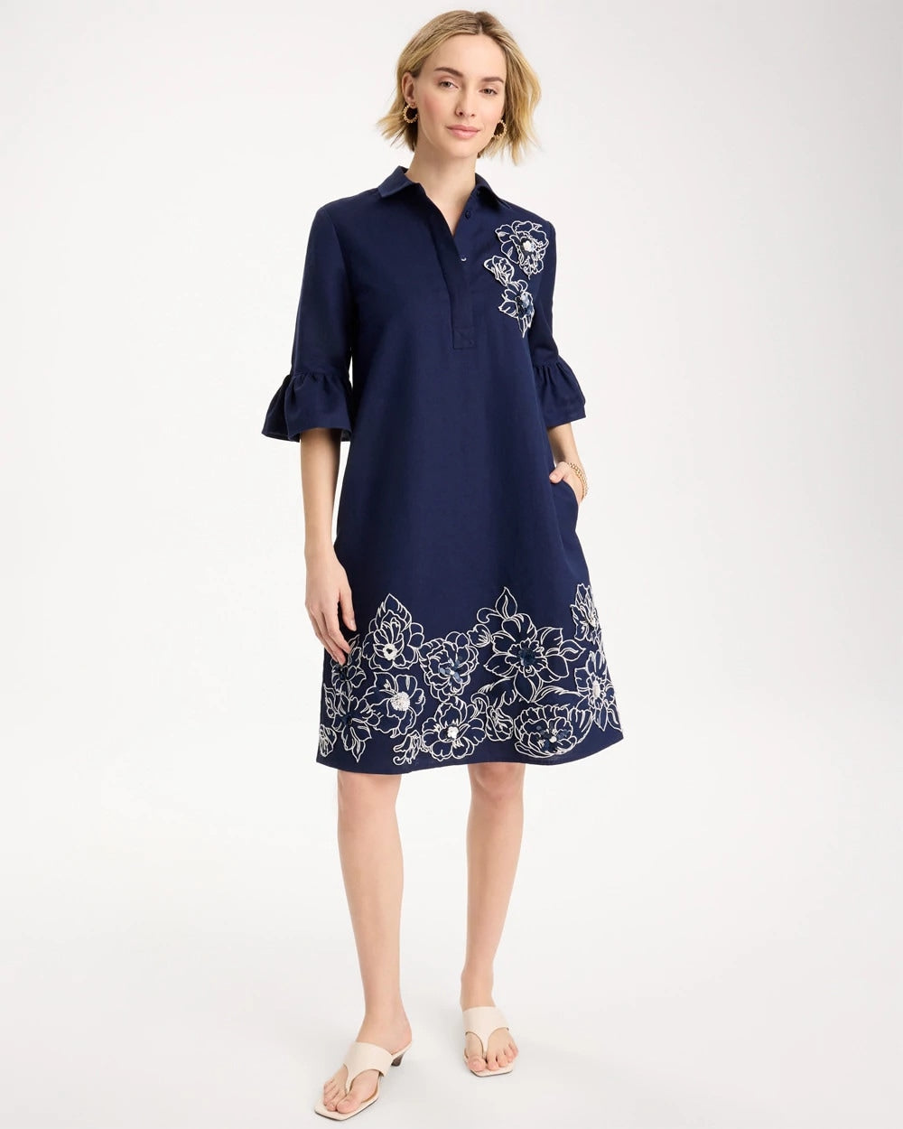 Chico's Online Passport Blue 3D Applique Dress