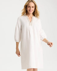 Chico's On Sale Alabaster Embellished Pintuck Dress