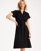 Chico's Discount Black Embroidered Cotton Shirtdress
