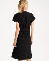 Chico's Discount Black Embroidered Cotton Shirtdress