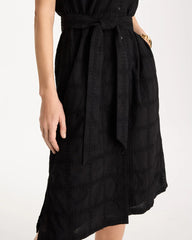Chico's Discount Black Embroidered Cotton Shirtdress