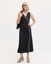 Chico's Sale Black Sleeveless Surplice Linen Dress