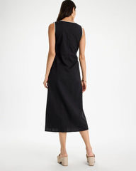 Chico's Sale Black Sleeveless Surplice Linen Dress