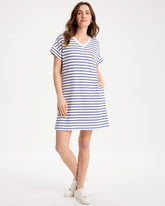 Chico's For Sale Starlit Navy Zenergy® Soft Striped Contrast Dress