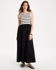 Chico's Sale Black Poplin Cotton Rib Mix Dress