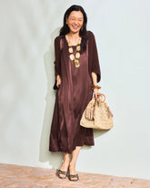 Chico's Discount Deep Brown Faux Satin Sleeveless Dress