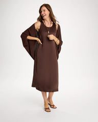 Chico's Discount Deep Brown Faux Satin Sleeveless Dress