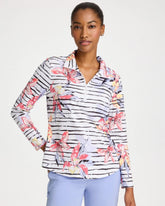 Chico's Discount Calypso Coral Zenergy® UPF Lily Print Half Zip
