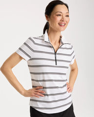 Chico's On Sale Black Zenergy® UPF Striped Half-Zip Polo