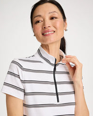 Chico's On Sale Black Zenergy® UPF Striped Half-Zip Polo
