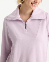 Chico's For Sale Pale Sweet Pea Zenergy® Beach Slub Half-Zip Pullover Top
