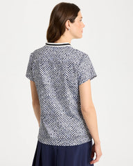 Chico's Discount Blue Muse Zenergy® UPF Crochet Trim Polo
