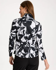 Chico's Sale Black Zenergy® UPF Floral Nights Half Zip
