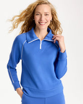 Chico's On Sale Amparo Blue Zenergy® Soft Pique Half-Zip Pullover Top
